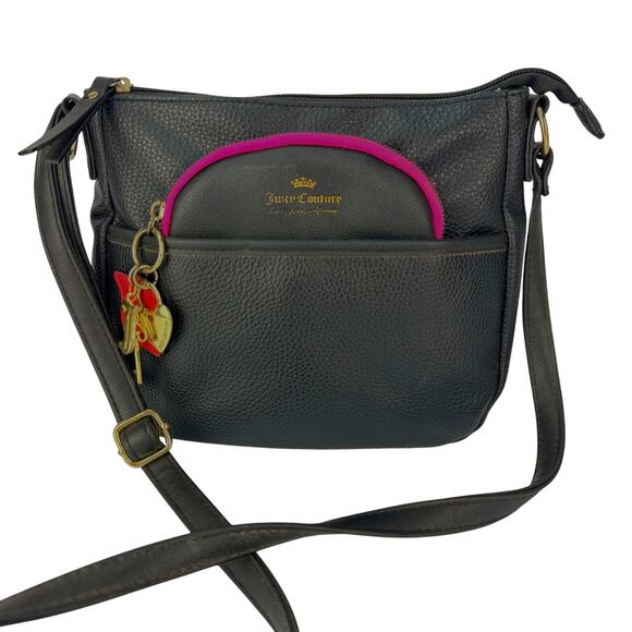 y2k Juicy Couture “Charm School” Black VEGAN Leather Convertible Satchel Handbag - Picture 1 of 13